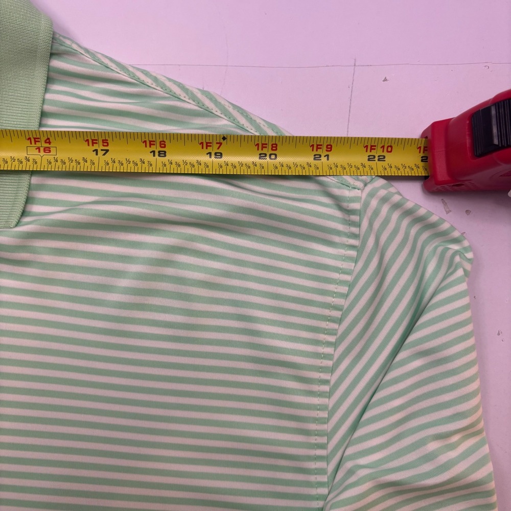 FootJoy Mens XL ProDry Golf Polo Shirt Mint Green White Striped Teton Pines Logo - Picture 7 of 10